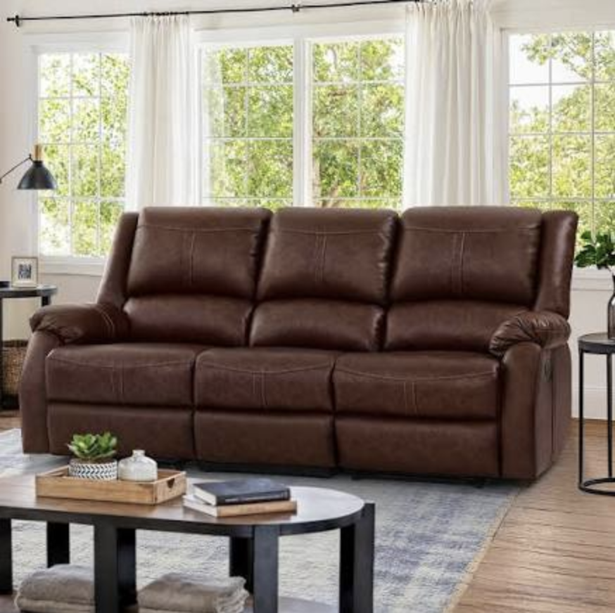Reclining leather couch
